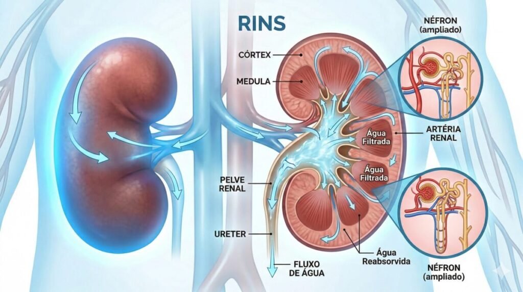 Hidratação adequada/ função dos rins,